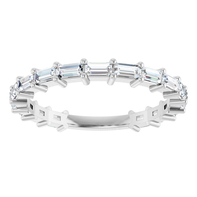 Platinum Straight Baguette Lab-Grown Diamond Shared-Prong Anniversary Band – 3x1.5 mm Stones - view 3