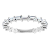 Platinum Straight Baguette Natural Diamond Shared-Prong Anniversary Band – 5/8–1 1/2 CTW - view 3