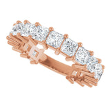14K Gold Square Lab-Grown Diamond Shared-Prong Anniversary Band – 3.3x3.3 mm Stones - Rose Gold - view 5