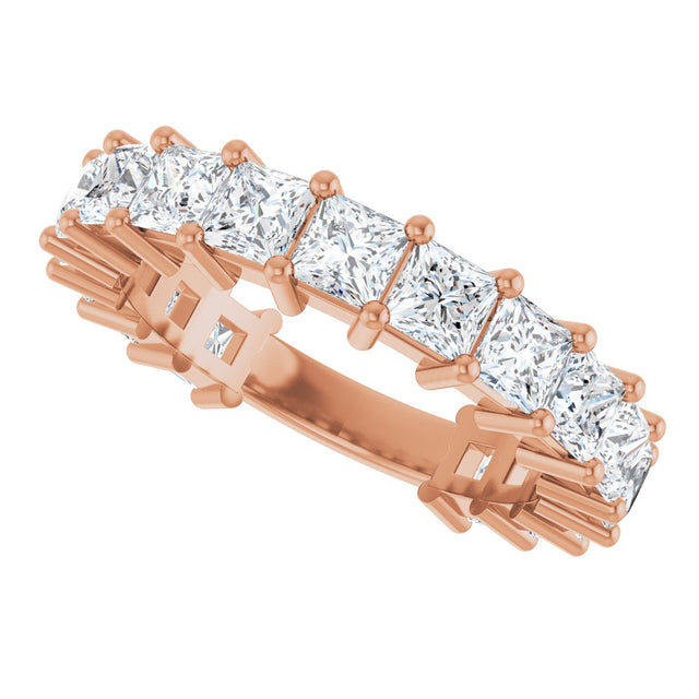 14K Gold Square Lab-Grown Diamond Shared-Prong Anniversary Band – 3.3x3.3 mm Stones - Rose Gold - view 5