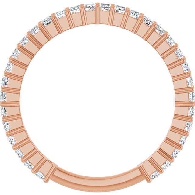 14K Gold Square Natural Diamond Shared-Prong Anniversary Band – 3/4–1 9/10 CTW - Rose Gold - view 2