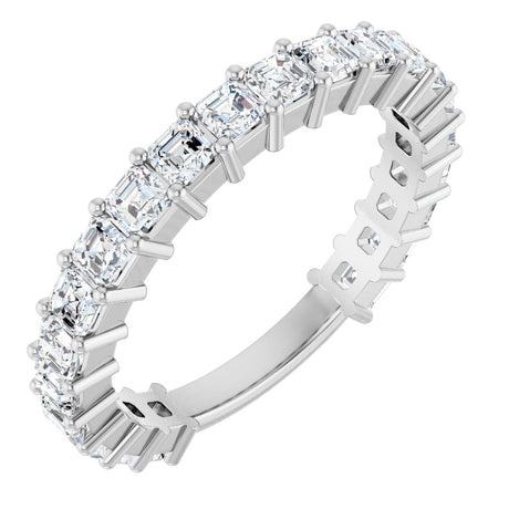Platinum Asscher Lab-Grown Diamond Shared-Prong Anniversary Band – 2.3x2.3 mm Stones