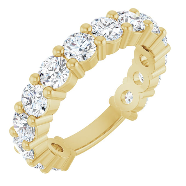 14K Gold Round Lab-Grown Diamond Shared-Prong Anniversary Band – 3.8 mm Stones (2 9/10 CTW) - Yellow Gold