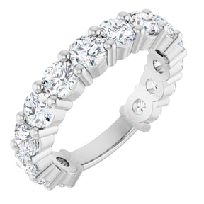 Platinum Round Lab-Grown Diamond Shared-Prong Anniversary Band – 3.8 mm Stones (2 9/10 CTW)