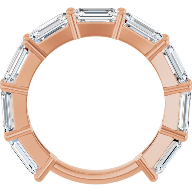 14K Gold Emerald Lab-Grown Diamond Shared-Prong Anniversary Band – 6x4 mm Stones - Rose Gold - view 2