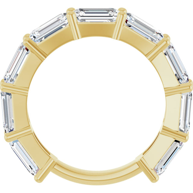 14K Gold Emerald Lab-Grown Diamond Shared-Prong Anniversary Band – 6x4 mm Stones - Yellow Gold - view 2