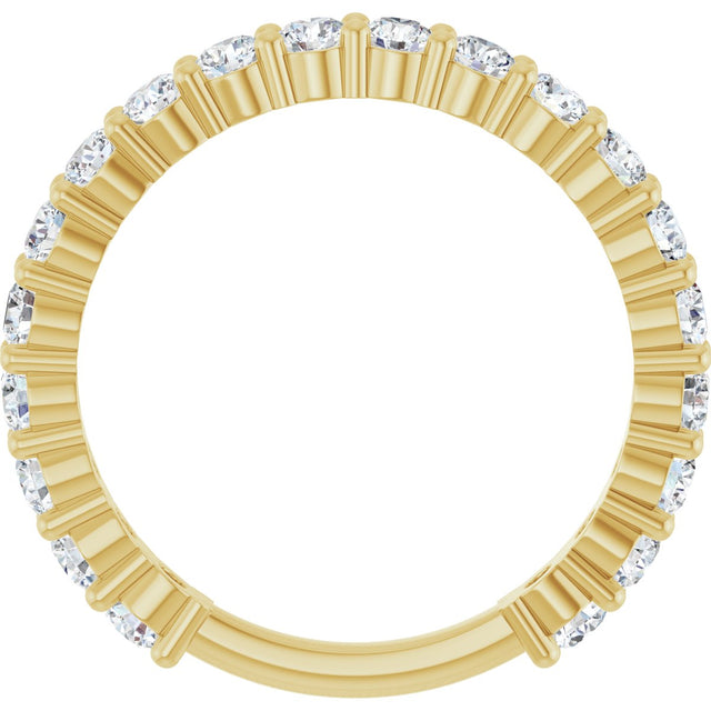 14K Gold Round Natural Diamond Shared-Prong Anniversary Band – 2.5 mm Stones - Yellow Gold - view 2