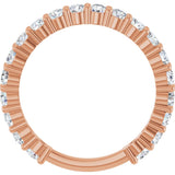 14K Gold Round Natural Diamond Shared-Prong Anniversary Band – 2.5 mm Stones - Rose Gold - view 2
