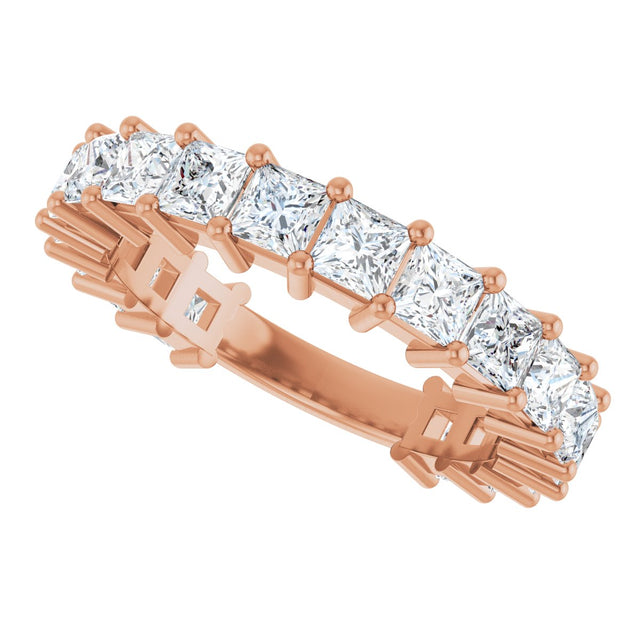 14K Gold Square Lab-Grown Diamond Shared-Prong Anniversary Band – 3x3 mm Stones - Rose Gold - view 5