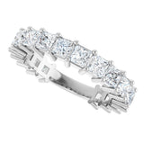 Platinum Square Lab-Grown Diamond Shared-Prong Anniversary Band – 3x3 mm Stones - view 5