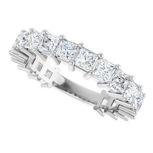 Platinum Square Lab-Grown Diamond Shared-Prong Anniversary Band – 3x3 mm Stones - view 5