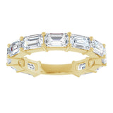14K Gold Emerald Lab-Grown Diamond Shared-Prong Anniversary Band – 5x3 mm Stones - Yellow Gold - view 3