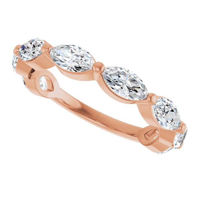 14K Gold Marquise Lab-Grown Diamond Shared-Prong Anniversary Band – 6x3 mm Stones - Rose Gold - view 5
