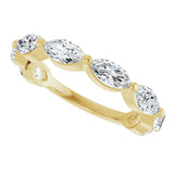 14K Gold Marquise Lab-Grown Diamond Shared-Prong Anniversary Band – 6x3 mm Stones - Yellow Gold - view 5