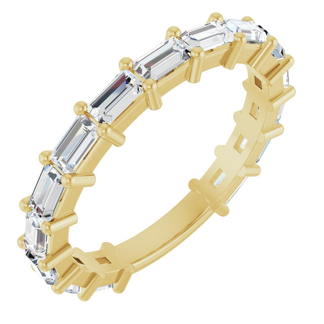 14K Gold Straight Baguette Natural Diamond Shared-Prong Anniversary Band – 5/8–1 1/2 CTW - Yellow Gold