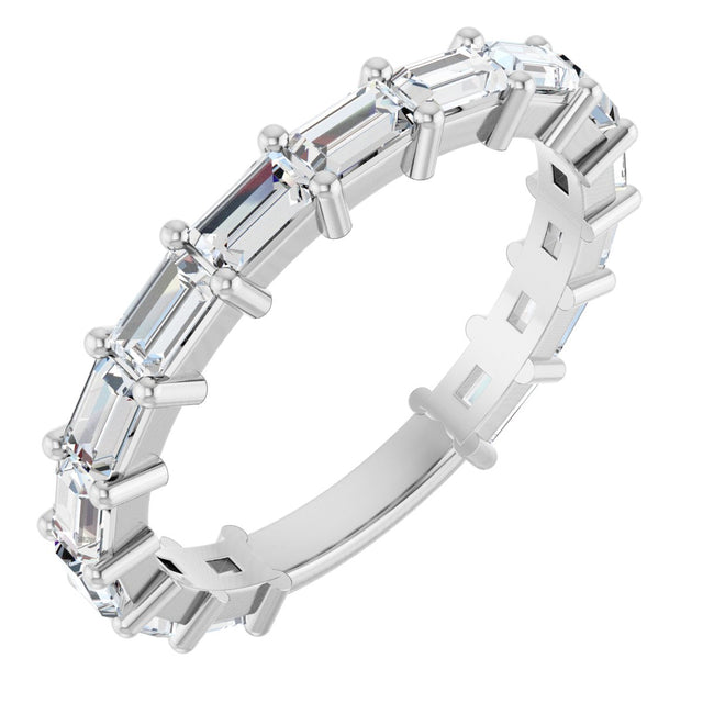 14K Gold Straight Baguette Lab-Grown Diamond Shared-Prong Anniversary Band – 3.5x2 mm Stones - White Gold