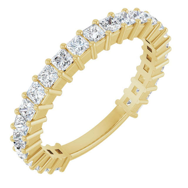 14K Gold Square Natural Diamond Shared-Prong Anniversary Band – 3/4–1 9/10 CTW - Yellow Gold