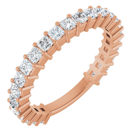 14K Gold Square Lab-Grown Diamond Shared-Prong Anniversary Band – 2x2 mm Stones - Rose Gold