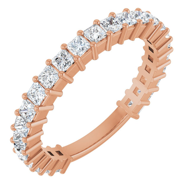 14K Gold Square Lab-Grown Diamond Shared-Prong Anniversary Band – 2x2 mm Stones - Rose Gold