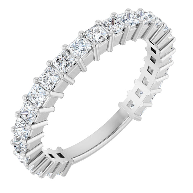 14K Gold Square Lab-Grown Diamond Shared-Prong Anniversary Band – 2x2 mm Stones - White Gold