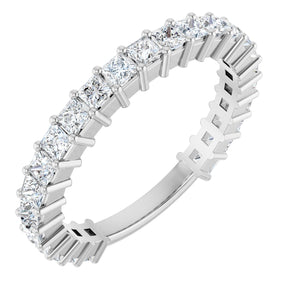 Platinum Square Lab-Grown Diamond Shared-Prong Anniversary Band – 2x2 mm Stones