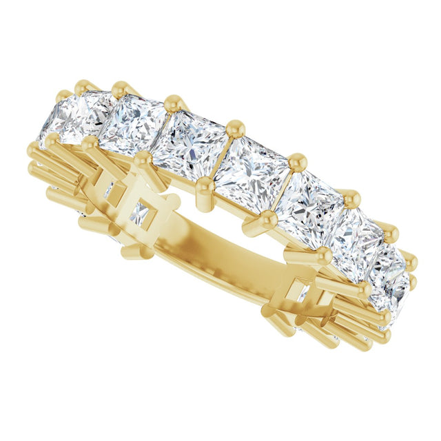 14K Gold Square Lab-Grown Diamond Shared-Prong Anniversary Band – 3.5x3.5 mm Stones - Yellow Gold - view 5