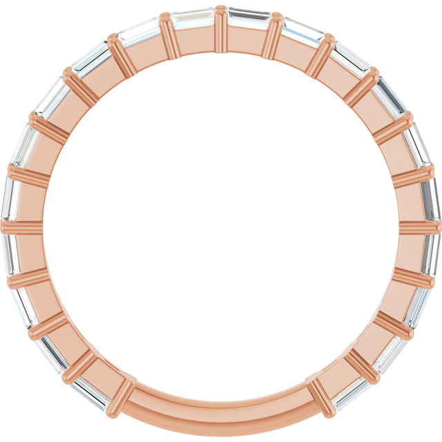 14K Gold Straight Baguette Lab-Grown Diamond Shared-Prong Anniversary Band – 2.5x1.5 mm Stones - Rose Gold - view 2