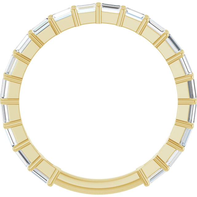 14K Gold Straight Baguette Lab-Grown Diamond Shared-Prong Anniversary Band – 2.5x1.5 mm Stones - Yellow Gold - view 2