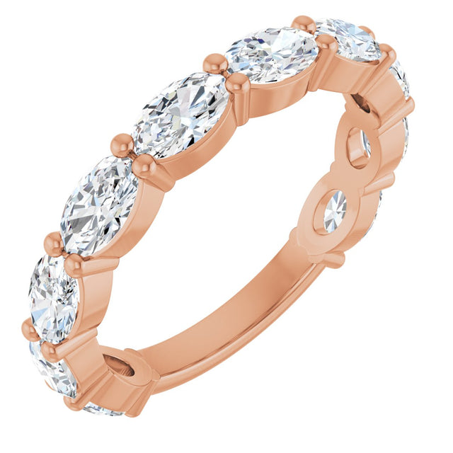 14K Gold Oval Lab-Grown Diamond Shared-Prong Anniversary Band – 5x3 mm Stones (1 9/10 CTW) - Rose Gold