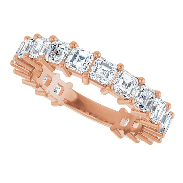 14K Gold Asscher Lab-Grown Diamond Shared-Prong Anniversary Band – 3x3 mm Stones - Rose Gold - view 5