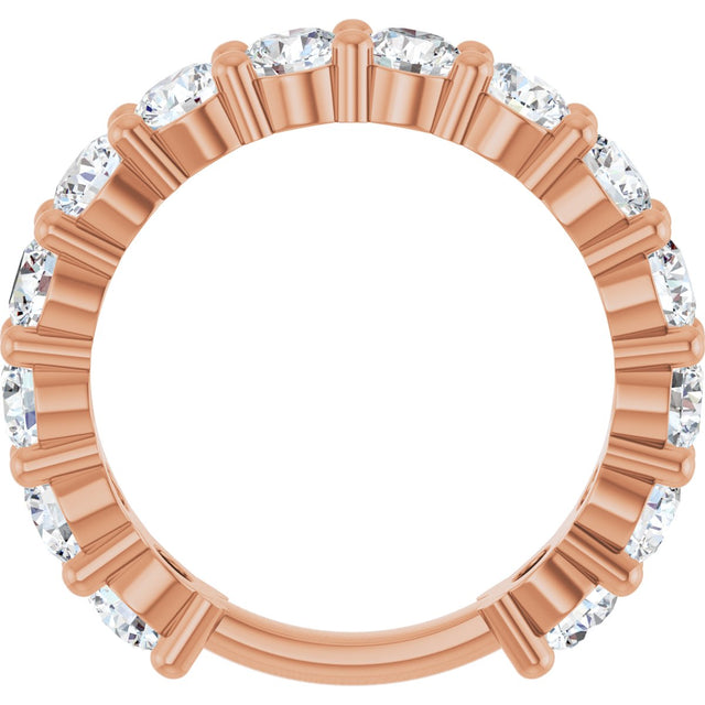 14K Gold Round Lab-Grown Diamond Shared-Prong Anniversary Band – 3.8 mm Stones (2 9/10 CTW) - Rose Gold - view 2