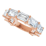 14K Gold Emerald Lab-Grown Diamond Shared-Prong Anniversary Band – 6x4 mm Stones - Rose Gold - view 5