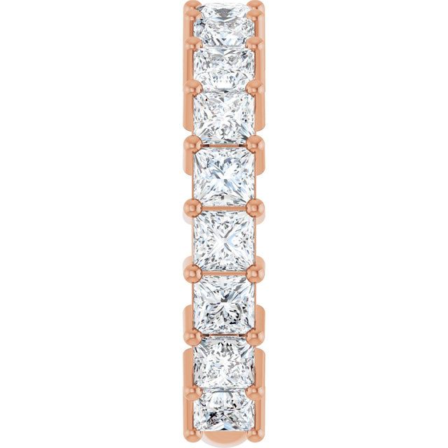 14K Gold Square Lab-Grown Diamond Shared-Prong Anniversary Band – 3x3 mm Stones - Rose Gold - view 4