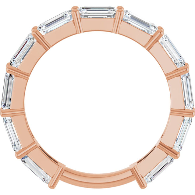 14K Gold Emerald Lab-Grown Diamond Shared-Prong Anniversary Band – 5x3 mm Stones - Rose Gold - view 2