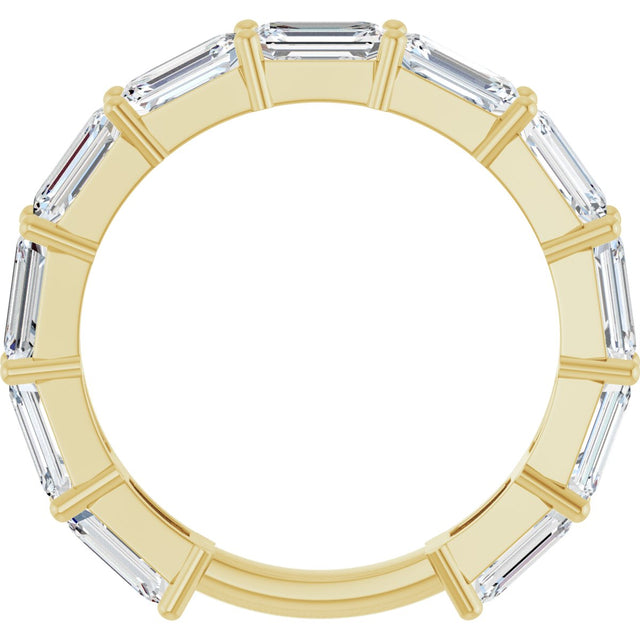 14K Gold Emerald Lab-Grown Diamond Shared-Prong Anniversary Band – 5x3 mm Stones - Yellow Gold - view 2