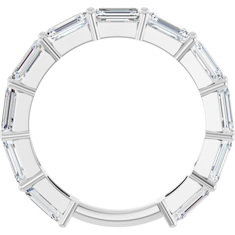 Platinum Emerald Lab-Grown Diamond Shared-Prong Anniversary Band – 5x3 mm Stones - view 2