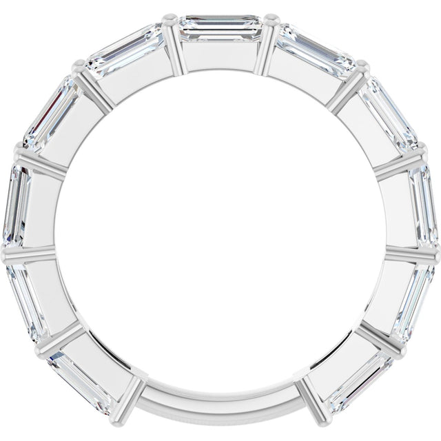 Platinum Emerald Lab-Grown Diamond Shared-Prong Anniversary Band – 5x3 mm Stones - view 2
