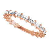 14K Gold Straight Baguette Natural Diamond Shared-Prong Anniversary Band – 5/8–1 1/2 CTW - Rose Gold - view 5