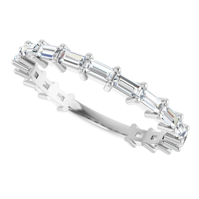 Platinum Straight Baguette Natural Diamond Shared-Prong Anniversary Band – 5/8–1 1/2 CTW - view 5
