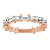 14K Gold Straight Baguette Lab-Grown Diamond Shared-Prong Anniversary Band – 3.5x2 mm Stones - Rose Gold - view 3