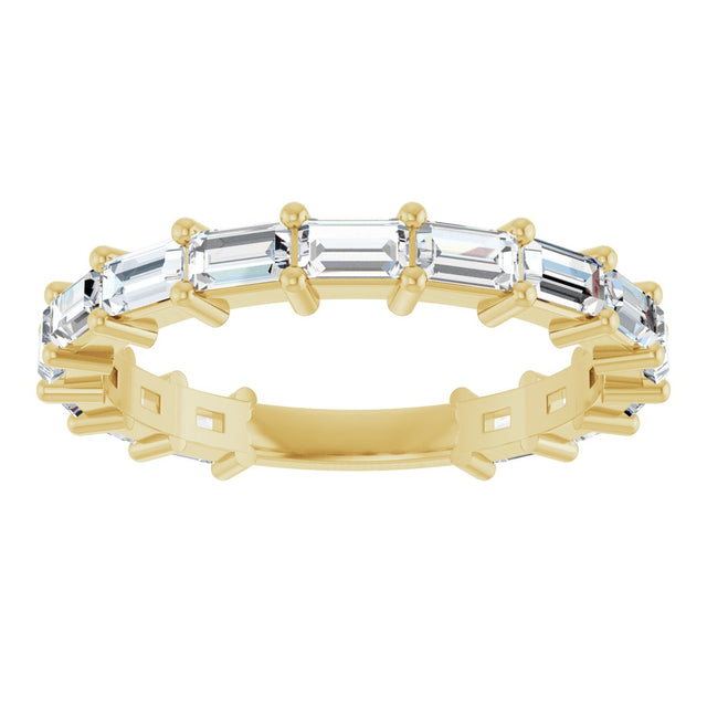 14K Gold Straight Baguette Lab-Grown Diamond Shared-Prong Anniversary Band – 3.5x2 mm Stones - Yellow Gold - view 3