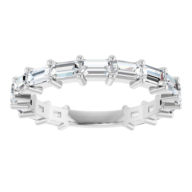 Platinum Straight Baguette Natural Diamond Shared-Prong Anniversary Band – 5/8–1 1/2 CTW - view 3