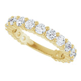 14K Gold Round Natural Diamond Shared-Prong Anniversary Band – 3 mm Stones - Yellow Gold - view 5