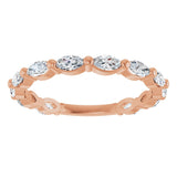 14K Gold Marquise Natural Diamond Shared-Prong Anniversary Band – 4x2 mm Stones - Rose Gold - view 3