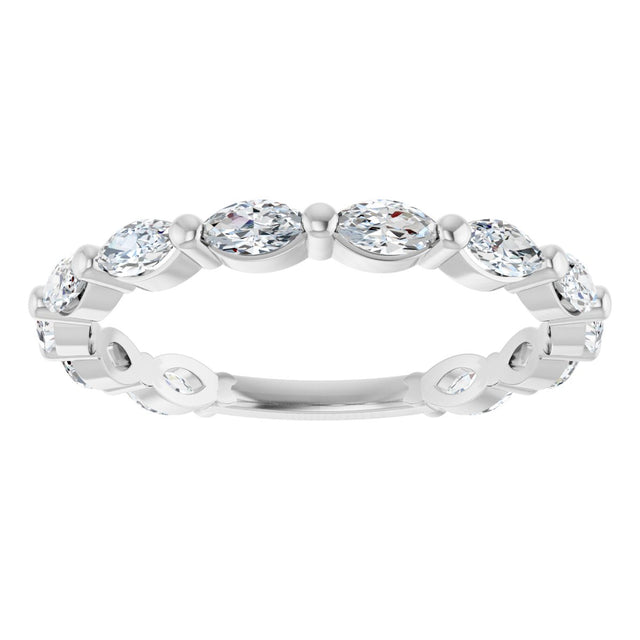 Platinum Marquise Natural Diamond Shared-Prong Anniversary Band – 4x2 mm Stones - view 3
