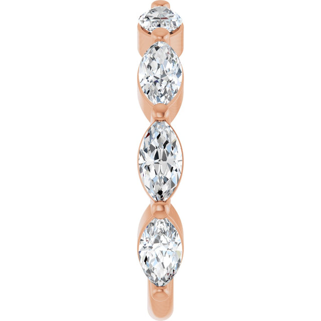 14K Gold Marquise Lab-Grown Diamond Shared-Prong Anniversary Band – 6x3 mm Stones - Rose Gold - view 4