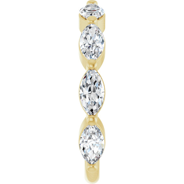 14K Gold Marquise Lab-Grown Diamond Shared-Prong Anniversary Band – 6x3 mm Stones - Yellow Gold - view 4