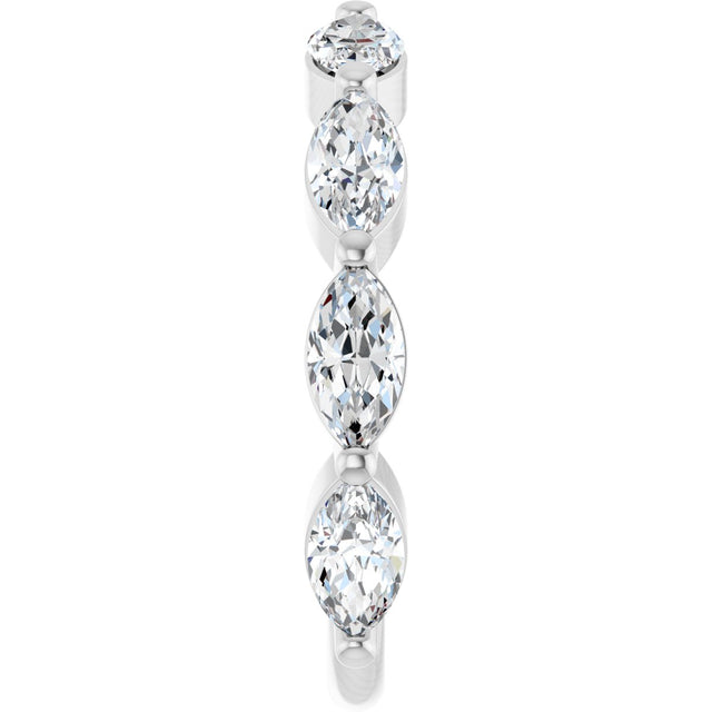 14K Gold Marquise Lab-Grown Diamond Shared-Prong Anniversary Band – 6x3 mm Stones - White Gold - view 4