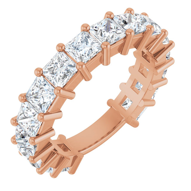 14K Gold Square Lab-Grown Diamond Shared-Prong Anniversary Band – 3.5x3.5 mm Stones - Rose Gold