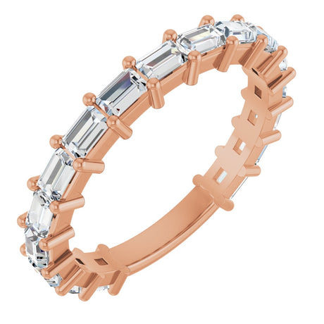 14K Gold Straight Baguette Lab-Grown Diamond Shared-Prong Anniversary Band – 3x2 mm Stones - Rose Gold